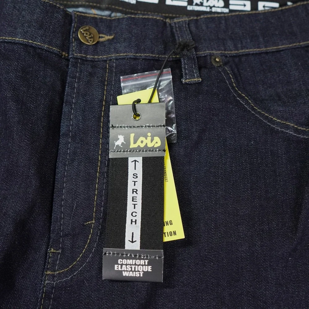 Lois Brad Slim Jeans Men 38x27.5 Dark Blue Straight Leg Stretch Comfort Waist
